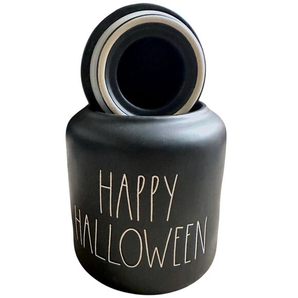 Rae Dunn Happy Halloween Matte Black Canister First Edition - 2018 Rare - Picture 4 of 16